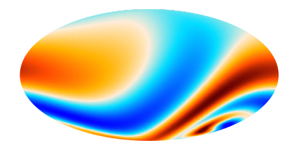 In so-called Bianchi models the Universe has a non-trivial geometry.  In such models, a weak swirl-like pattern can be induced in the CMB in addition to the standard fluctuations, in both temperature and polarisation, as shown in the image above.  The Planck Team searched for the swirl-like signatures of these models to see whether our Universe could exhibit a non-trivial geometry. (Credit: ESA/Planck)